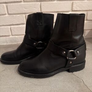 Women’s Madewell Black Leather Biker Ankle Boots